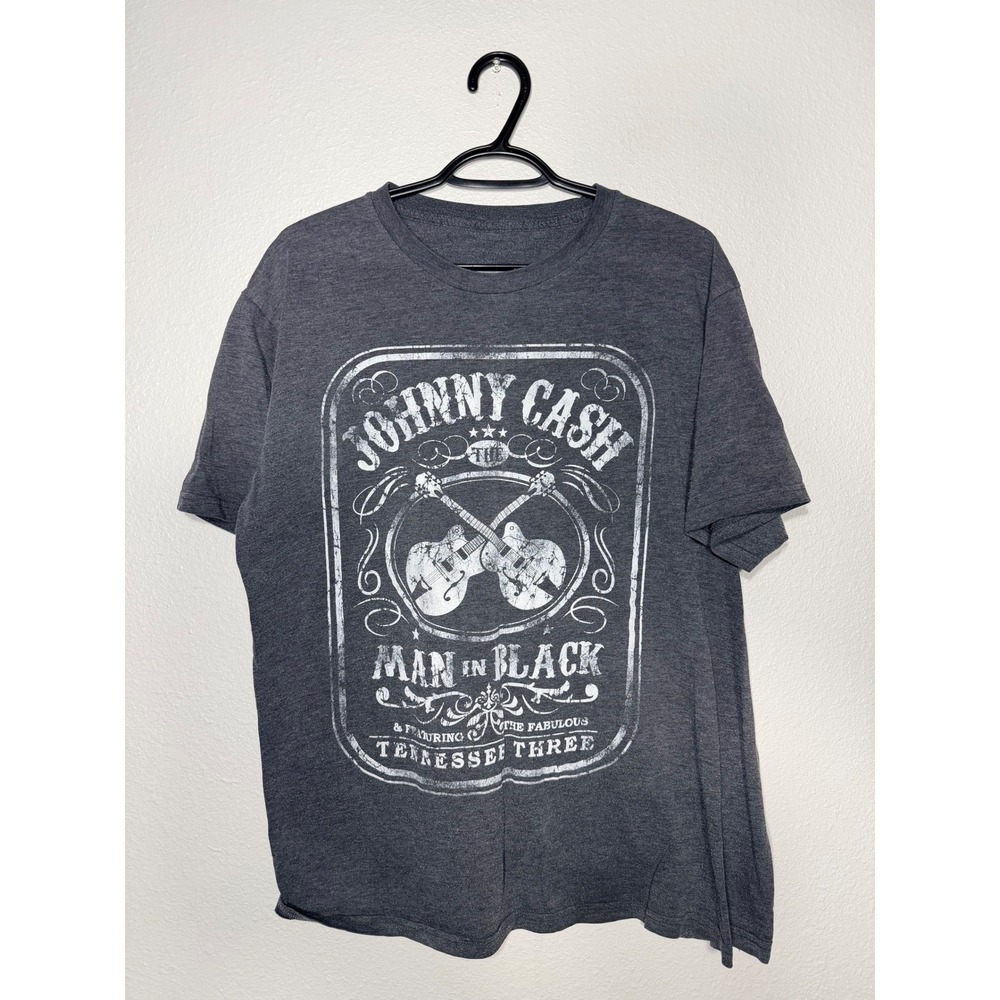 Johnny Cash Man In Black Graphic T-Shirt Charcoal Gray Heather XL